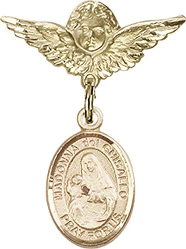 Детски икона Jewels Мания за талисман на Светата Мадона Дел Гизалло и пин Ангел с крила | Детски иконата със златен
