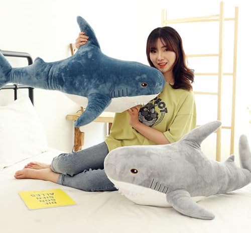 Плюшен Играчка възглавница DongAi с Акули, 31-инчов Гигантска Плюшен играчка-животно с Акули, Супер Мека и Сладка Възглавници,