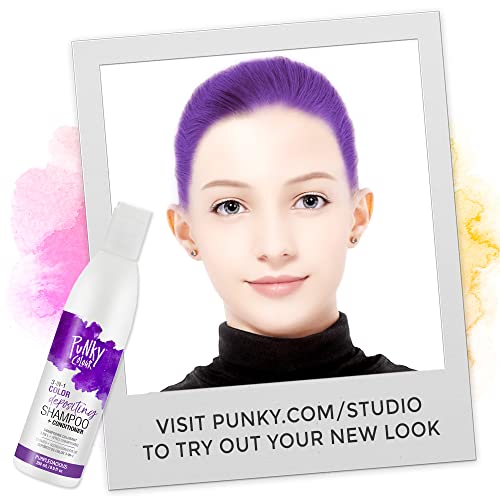 Почистващо средство и климатик за боядисване на коса Punky Colour Purpledacious 3 в 1 с масло от шеа и провитамин