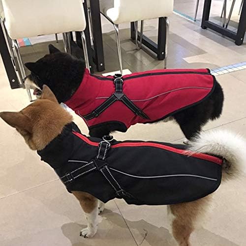 Яке за кучета Petilleur с Шлейкой Топли палта и якета за средни и Големи кучета (S, Червена)