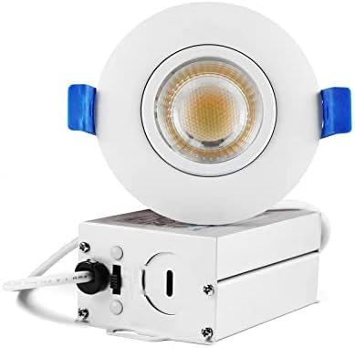 GWEUZMALL Водоустойчив-вградени лампа за душата, 3-инчов ултра тънък КОЧАН с мощност 9 W с разпределителната кутия, 3 Регулируеми
