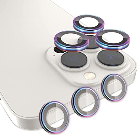 [2 комплекта] Метално пълно покритие + защитно фолио за обектива на камерата от закалено стъкло във формата на кръг за iPhone