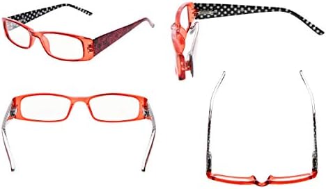 CessBlu 5 Опаковки Очила за четене с кутия пролетта панти и шарките на точки включват Слънчеви Очила за мъже и жени