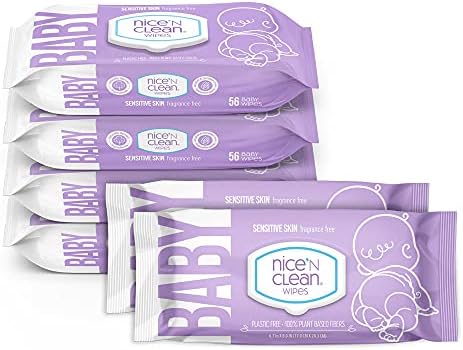 Бебешки кърпички Nice 'n CLEAN Skin Care без мирис 56ct (6 опаковки) | Са идеални за чувствителна кожа | Хипоалергенни