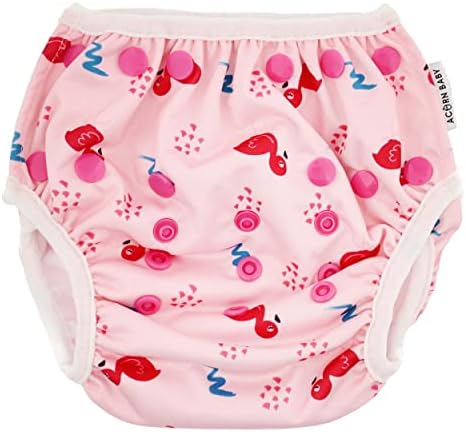 Памперс За плуване Acorn Бебе - Розово Фламинго, Размер 0-5, Регулируема Пелена, За малки деца и Бебета, за