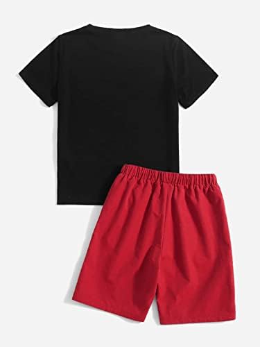 Комплект от 2 Тениски и шорти с модел за момчета Cozyease, Лятна Ежедневни Облекла с кръгло деколте и Къс ръкав