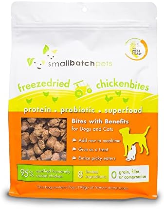 Лиофилизирани парчета пиле Smallbatch Pets за кучета и котки, 7 грама, Направено в САЩ, Биологични продукти, месо от естествени