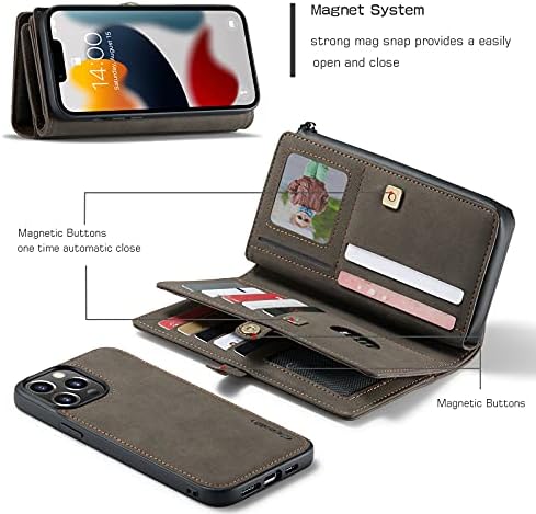Чанта-портфейл Kowauri за iPhone 13 Pro Max, в Чантата си-за Награда с цип, Магнитна Кожен Портфейл, Защита, Държач