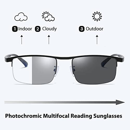 SUGLSS Фотохромичните Прогресивно Мультифокальные Очила За четене, Блокиране на Синя Светлина, Слънчеви Очила