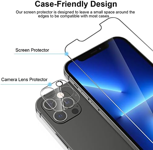 [4 опаковки] 2 опаковки протектори за екран от закалено стъкло за iPhone 13 PRO MAX 5G (6,7 инча) + 2 опаковки протектори