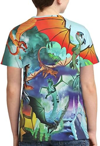 Тениска за Момчета и Момичета, Детски Рожден Ден с Къс Ръкав, Дракони, 3D Печат, Мультяшные Графични Блузи, Тениски