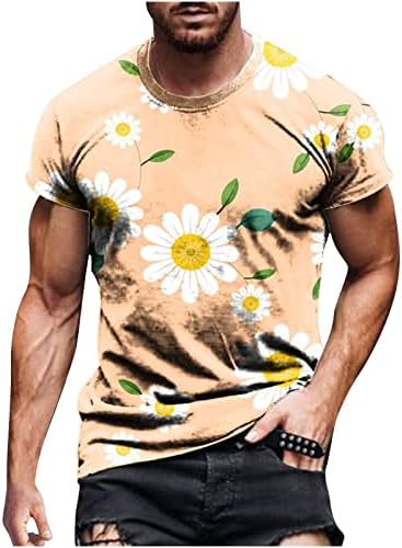 Мъжки Графични Тениски С Цветя, Красиви Модерни Тениски, Ежедневни тениски с кръгло деколте, Летни Меки и Удобни Блузи