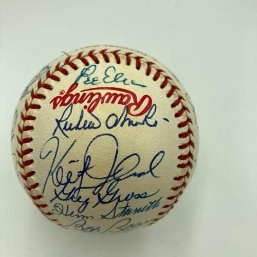 1980 Отбор на Шампионите от Световна серия Филаделфия Филис подписа договор с W. S. Baseball JSA COA - Бейзболни топки с автографи