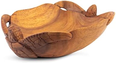 Колекция G6 Дървена Декоративна Купа за плодове с две Костенурки ръчно изработени, Централно Украса, Ръчно