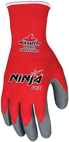 Работни ръкавици Memphis Gloves MCR Safety Large Ninja Flex 15 Калибър От сив латекс С покритие на дланта
