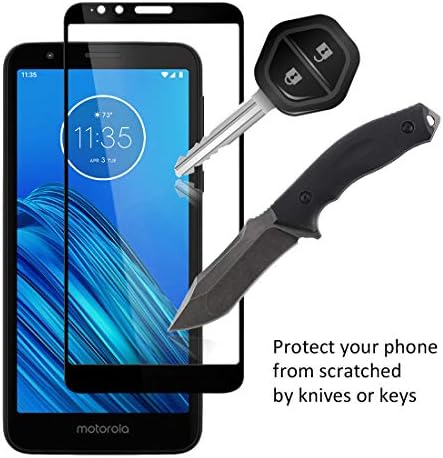 Защитно фолио от закалено стъкло Orzero (3 опаковки), съвместима с Motorola Moto E6, 2.5 D Arc Edge 9 Твърдост HD, защита от надраскване, пълно покритие (през целия живот замяна)