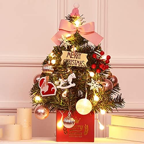Коледна Декоративна Настолна Мини Коледно Дърво За Украса На Преден План На Сцената Опаковъчна Хартия Светлинно