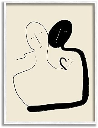 Романтична двойка Stupell Industries Заедно Използва Съвременни Минималистичные линия, Разработен от Atelier Posters Стенно изкуство в бяла рамка, 11 x 14, черен