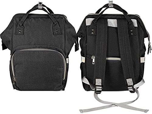 AOOF Portable Diaper Bag Раница - Водоустойчив Многофункционален Голяма Пътна чанта за памперси за гледане на дете с интерфейс USB (Черен) (Цвят: черен)