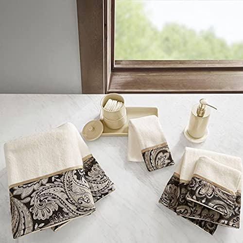 Луксозен комплект хавлиени кърпи Madison Park Aubrey от памук, добре Абсорбиращи влагата, бързо Сохнущие, Жаккардовый дизайн