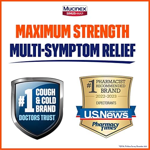 Капсула Maximum Strength Mucinex на Синусите-Max Pressure, Болкоуспокояващи и кашлица, 20 ct, Облекчаване на леки болки, главоболие, запушване на гръдния кош, на носа, на налягането в с?