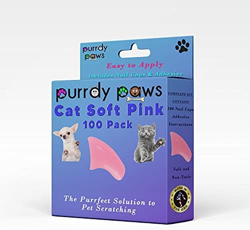 Purrdy Paws 100 Опаковки Меки Капачки за Котешки Нокти Нежно-Розови Малки