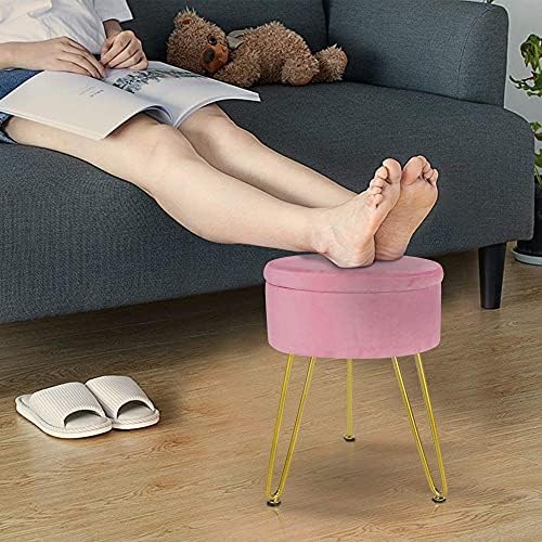 Кадифе Поставка за краката, за съхранение на Столче-Табуретка Кръгла Модерен Осеян Тоалетка За Краката на Седалката Приставного