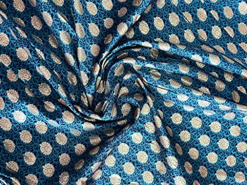 Опаковка от поли-жаккардовой тъкан DESIGN CART Peacock Blue с флорални мотиви Ширина 10 метра 46 инча-116 см за декоративно