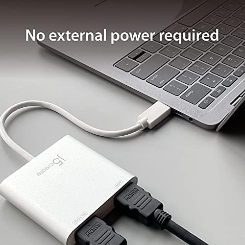 Адаптер j5create USB-HDMI - Двоен HDMI кабел USB 3.0 за няколко монитора | 4K Ultra HD | е Съвместим с Microsoft 7, 8.1, 10 / Mac OS X версия 10.6 или по-висока (JUA365)