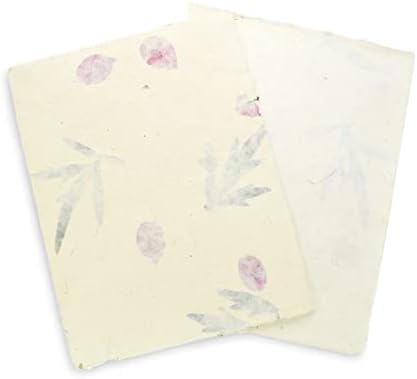 Ръчно изработени поздравителни картички Lokta от хартия с размери 8,5х11 инча с ръбове палуба с листенца от бугенвиллеи и листа