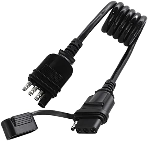 Удължителен кабел плосък кабел за ремарке MECMO 4-Лентов, 3 Метра 36 , Растягиваемый Спирален кабел, 4-пинов Адаптер за мъже