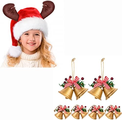 6 БР. Коледни Звънчета Jingle Bells, Украси за Коледната Елха, Червени Метални Звънчета, Окачени Украса за Коледната Елха