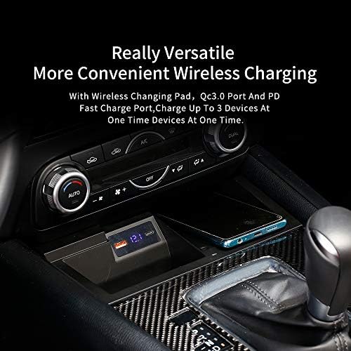 Безжично Зарядно за Кола CLEC, подходящ за Mazda CX5 2022-2017, Безжично Зарядно устройство QC 3.0 за аксесоари CX5, USB порт 36 W, Планина за безжично зареждане на телефона на Централ