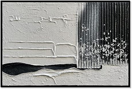 Slyart Черно-Бяло Стенно Изкуство, Абстрактна Живопис в Черна Рамка, Голяма Снимка с маслени Бои върху Платно Текстурное