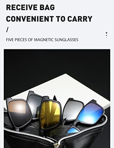 Нови поляризирани слънчеви очила от пет части, набор от магнитни скоби за засмукване, отразени ретро мъжки и дамски очила в