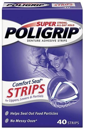 Удобни уплътнителни ленти Супер Poligrip за зъбни протези - 40 карата (опаковка от 3 броя)