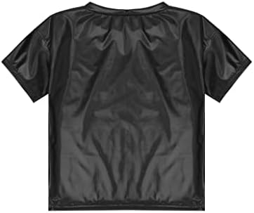 Loodgao/ Лъскава Метална Риза с къси ръкави за момчета и Момичета, Върхове за Танцово представяне, Костюм за Хелоуин