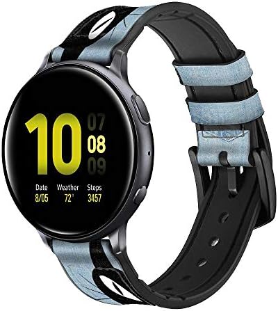 CA0386 Джобен каишка от Черна Котешка кожа и силикон за смарт часа на Samsung Galaxy Watch Watch3, Модели Gear S3 Gear S3 Frontier