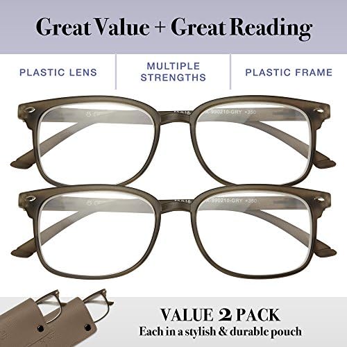 Очила за четене Оптикс 55 За мъже и Жени - 2 комплекта Считывателей с кутия пролетта ставите и Защитни чехлами