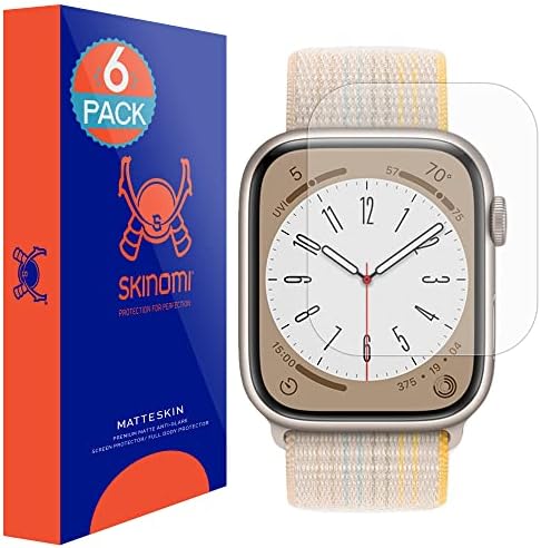 Защитно фолио за екрана Skinomi Matte, съвместима с Apple Watch 8 Series (41 мм) (6 бр. в опаковка), Матова, с антирефлексно