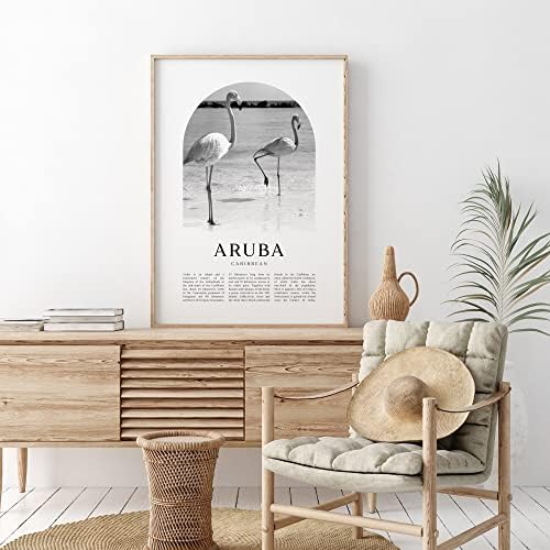 Художествена печат на Аруба, Плакат на Аруба, Снимка на Аруба, Стенно изкуство в Аруба, е Черно-бяла Аруба, Карибски басейн