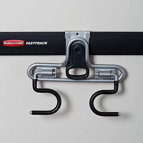 Стенен двойна S-образна кука Rubbermaid Fasttrack с 2 дръжки, органайзер за съхранение в гаража, стойка за ръчни
