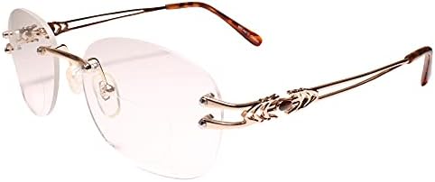 Ретро Ретро Женски Овални Бифокални Очила за четене без Рамки от Злато 1.25 Проба Reader