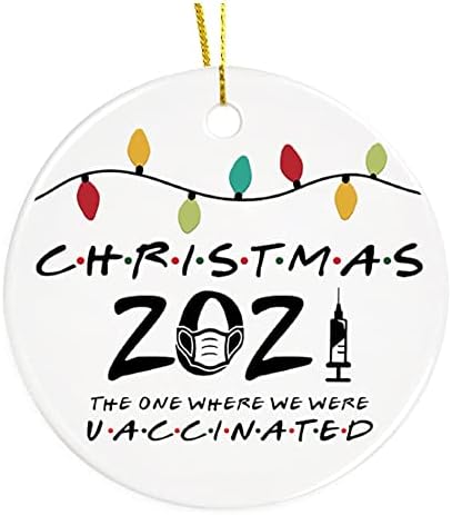 Керамични Двустранен Дизайн 2021 Украса за Коледната елха на Карантина подарък | Луд Подарък за спомен от 2021 | Забавна новост