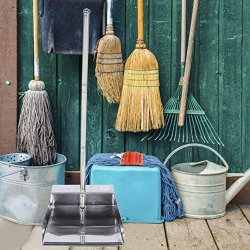 Неръждаема Стомана за Почистване на Торбичката за прах Homoyoyo Home Dust Pan Handle за Лоби, Гараж, Домашно Двора