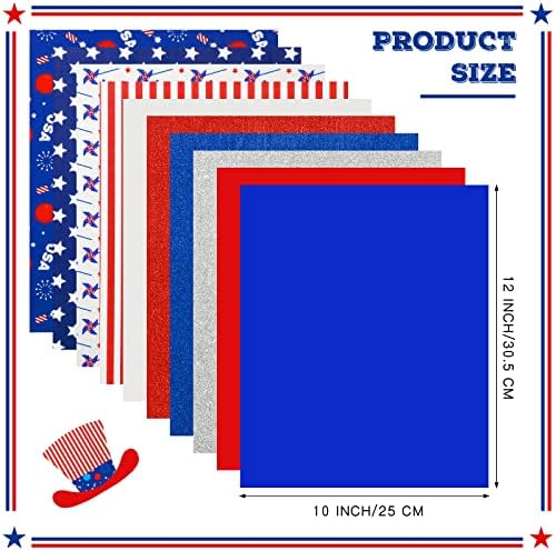 10 Листа Патриотични винил с теплопередачей, Червен, Бял и син цвят, 4 юли, американското знаме HTV, Патриотичен набор