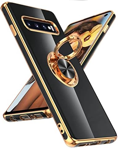 Калъф LeYi за Samsung Galaxy S10 с превръщането пръстен-притежател и стойката на 360 ° [Съвместим с магнитен пътя на стена], мек устойчив на удари бронята от TPU, Тънък калъф за те?