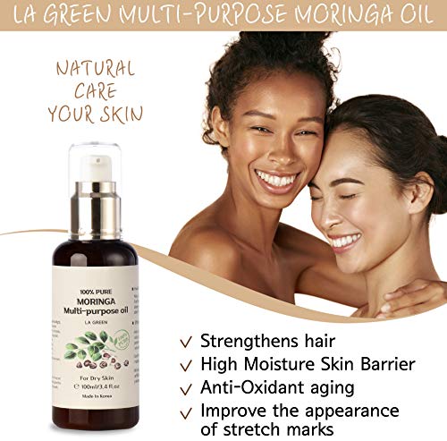 Органично масло от моринги LA GREEN USDA Pure универсално предназначение - за лице, тяло, коса - Храна за перорално приложение