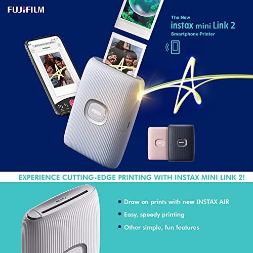 Принтер за смартфони Fujifilm Instax Mini Линк 2 (розов) с функция InstaxAir предоставя лесен и непрекъснат висококачествен печат + Комплект Xpix с 4 пъти фолио Instax Mini Twin Pack Instant (по 20