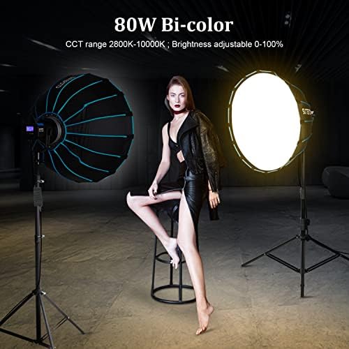 Студийни тела Sutefoto P80RGB|80 W Led видео Осветление за фотография с осветени бутони |Двуцветен 2800 До-10000 | RGB 360 Пълноцветен | Управление на приложение | CRI 96 + Qa 95 + | Определян?